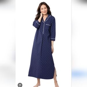 Pajama Graham Polka Dot Maxi Midi Nightgown Size 2X Roomy Warm Cozy Cotton Knit